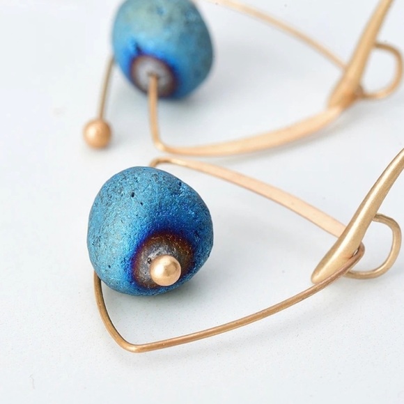 5 🌟  Titanium Druzy Dangle Earrings - Picture 2 of 5